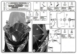 GIVI D266KIT KIT MONTAZOWY SZYBY 266DT SUZUKI BURGMAN 400K7