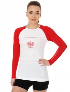Brubeck LS13200 Koszulka damska 3D Husar PRO z długim rękawem biały/czerwony