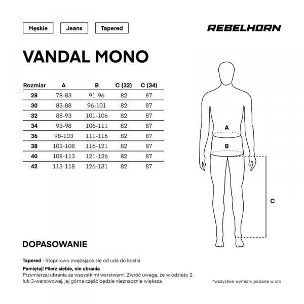 REBELHORN SPODNIE JEANS VANDAL MONOLAYER WASHED BL