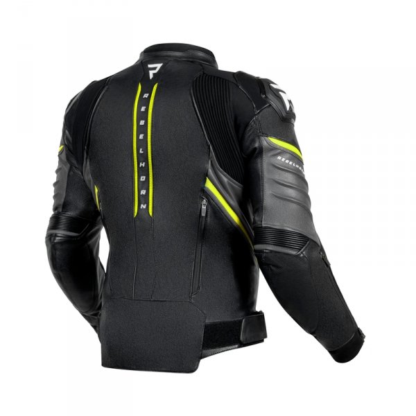 REBELHORN KURTKA SKÓRZANA VELOCE BLACK/GREY/FL YEL