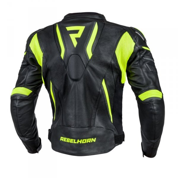 REBELHORN KURTKA SKÓRZANA FIGHTER BLACK/FLO YELLOW