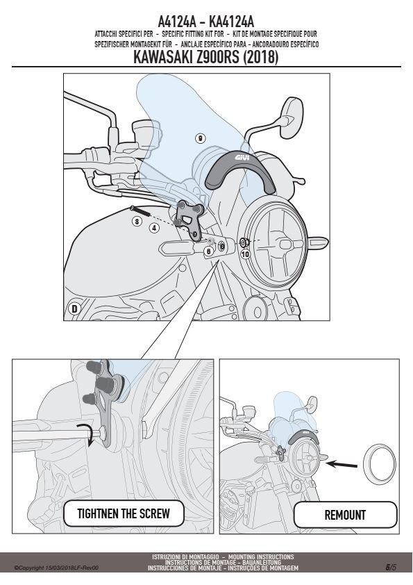 GIVI A4124A MOCOWANIE SZYBY A200/A210 KAWASAKI Z900 RS