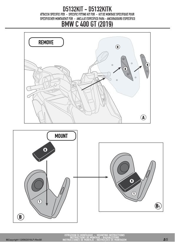 GIVI D5132KIT MOCOWANIE SZYBY 5132DT