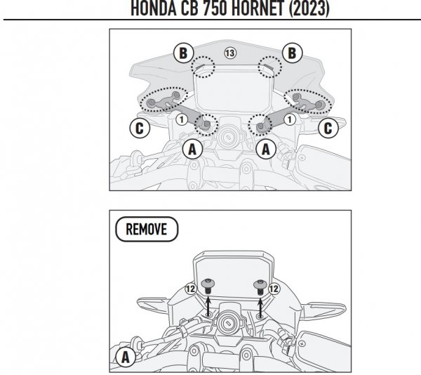 GIVI MOCOWANIE SZYBY 2166A  A1200A HONDA CB 750