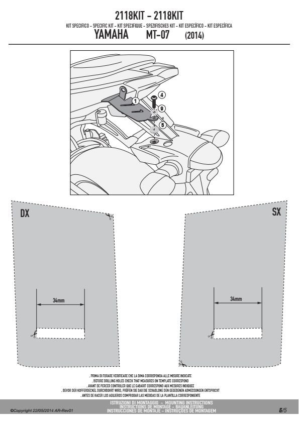 GIVI 2118KIT KIT MONTAŻOWY DO TE2118 BEZ STELAŻA