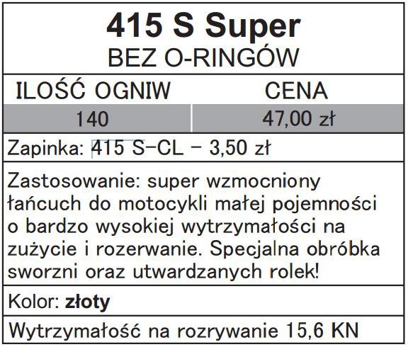 SFR415-140 ŁAŃCUCH  (140 OGNIW) BEZ O-RINGÓW