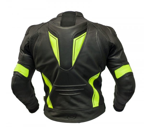 OZONE KURTKA SKÓRZANA VOLT BLACK/FLO YELLOW