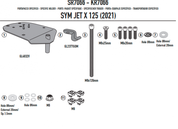 GIVI STELAŻ KUFRA MONOLOCK® SYM JET X125 (21 > 22)