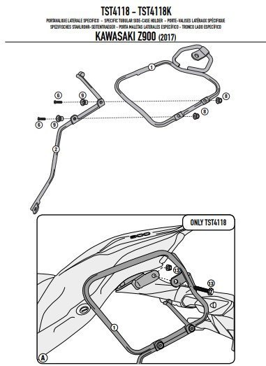 KAPPA TST4118K STELAŻ POD SAKWY BOCZNE RB105 LUB UNIWERSALNE KAWASAKI Z 900