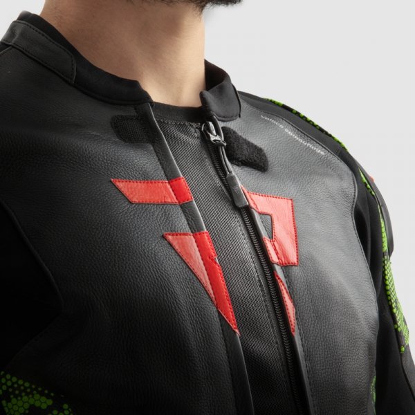 REBELHORN SKÓRZANA VELOCE CAMO BLACK/GREEN/FLU RED