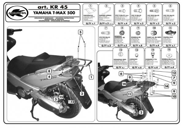 Kappa KR45 Stelaż centralny Yamaha T-MAX 500 (01 > 07)