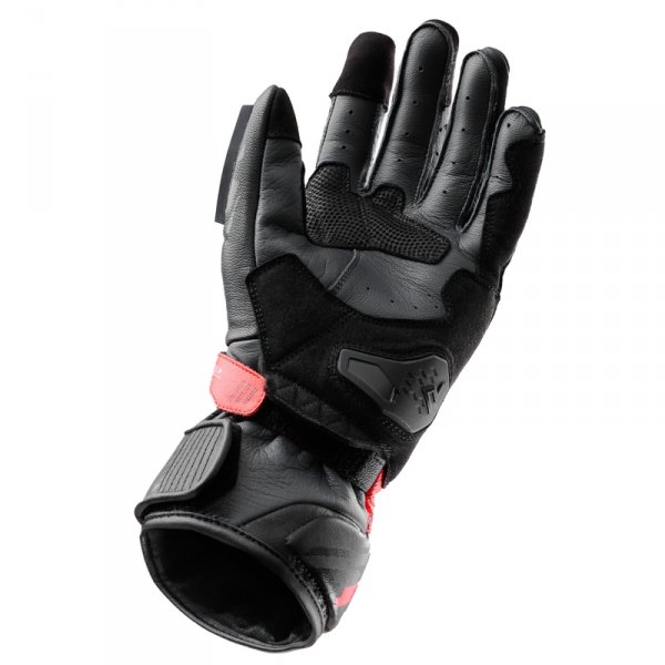 REBELHORN RĘKAWICE SKÓRZANE VIPER BLACK/GR/FLU RED