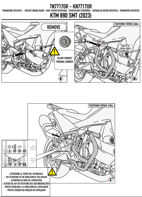 KAPPA GMOLE OSŁONY SILNIKA KTM 890 SMT '23 POMARAŃ