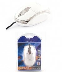 Mysz przewodowa Titanum 3D RAPTOR TM102W optyczna biało-przezroczysta 