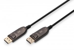 Kabel DIGITUS połączeniowy hybrydowy AOC DisplayPort 1.4 8K60Hz UHD DP/DP M/M czarny 30m