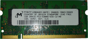 Używany RAM DDR2 1GB 667MHz MICRON MT8HTF12864HDY-667E1