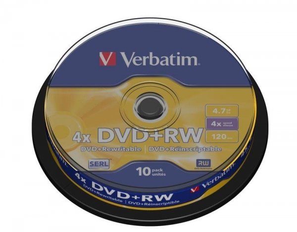 DVD+RW Verbatim 4x 4.7GB Matt Silver (cake 10) 1szt