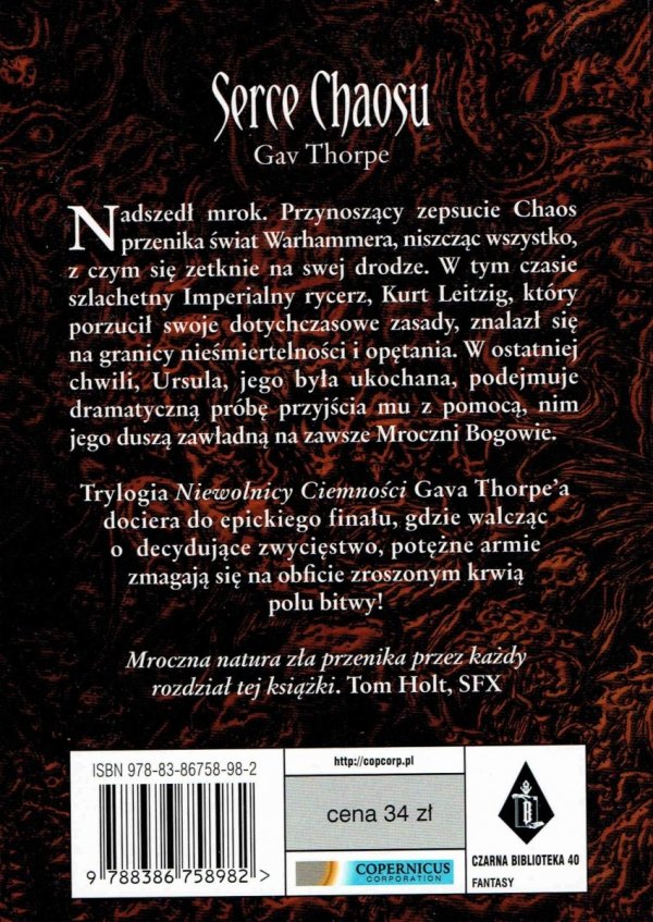 Serce Chaosu. Gav Thorpe. tył książki. 34 zł