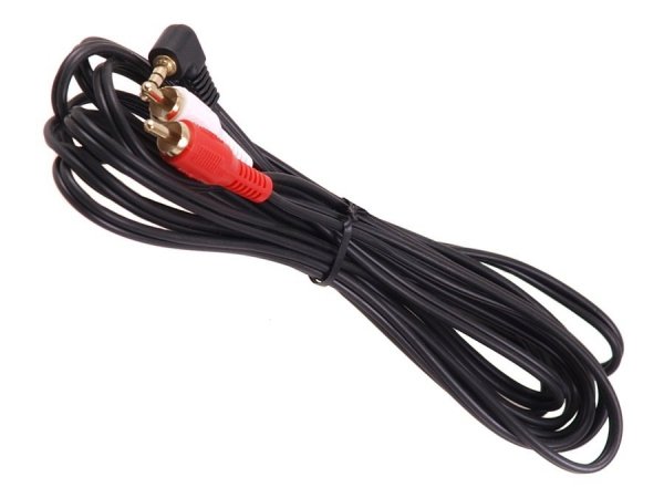 Kabel audio Maclean MCTV-824 kątowy miniJack 3,5mm (M) - 2xRCA (M), 1m, czarny