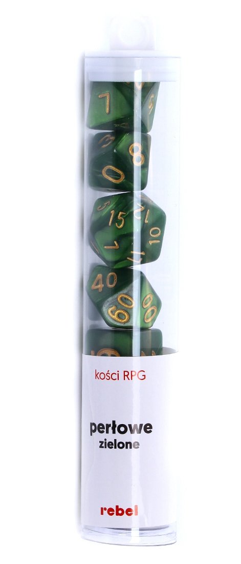 7  kości.Perłowe Zielone.REBEL