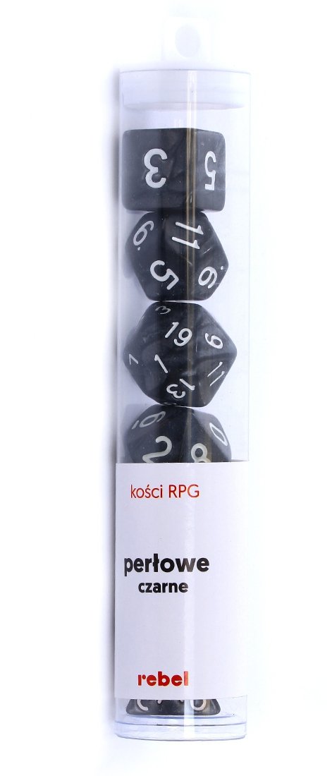 7 kości.Perłowe Czarne.REBEL