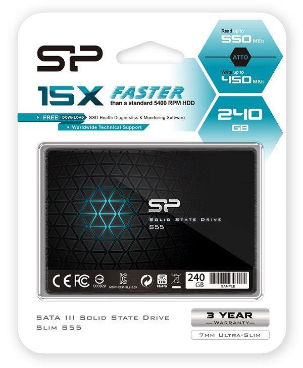 Dysk SSD 240GB 2.5&quot; SATA3 (550/450) 7mm Silicon Power S55 