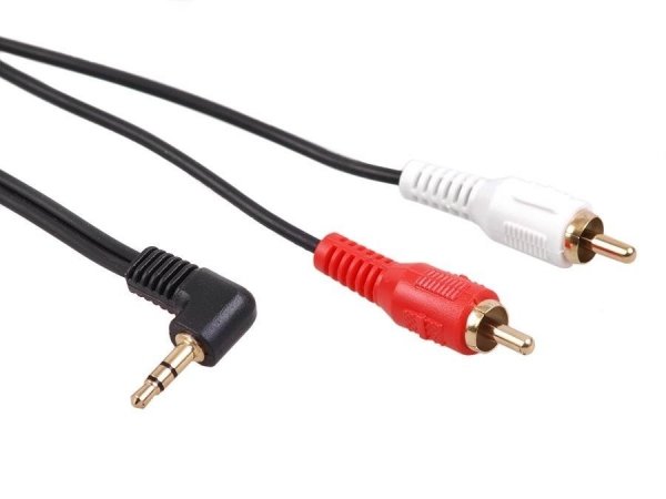 Kabel audio Maclean MCTV-824 kątowy miniJack 3,5mm (M) - 2xRCA (M), 1m, czarny