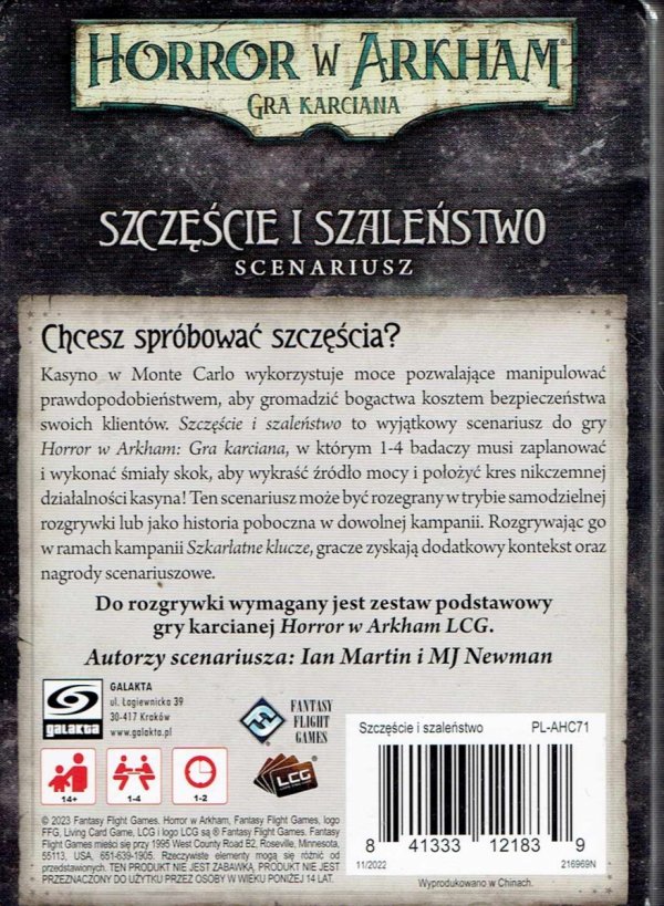 Horror w Arkham LCG: Szczęście i szaleństwo