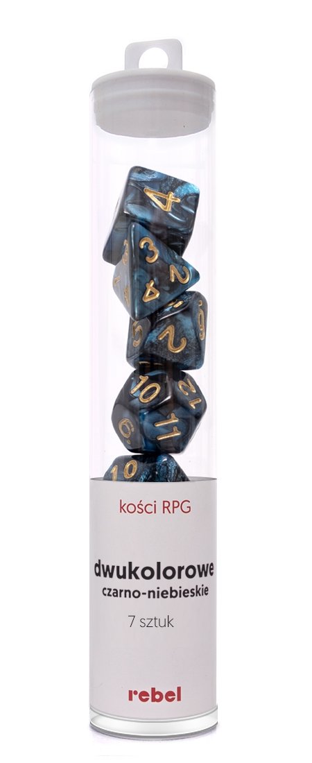 7 kości.2kolor Czarno-niebieskie.REBEL
