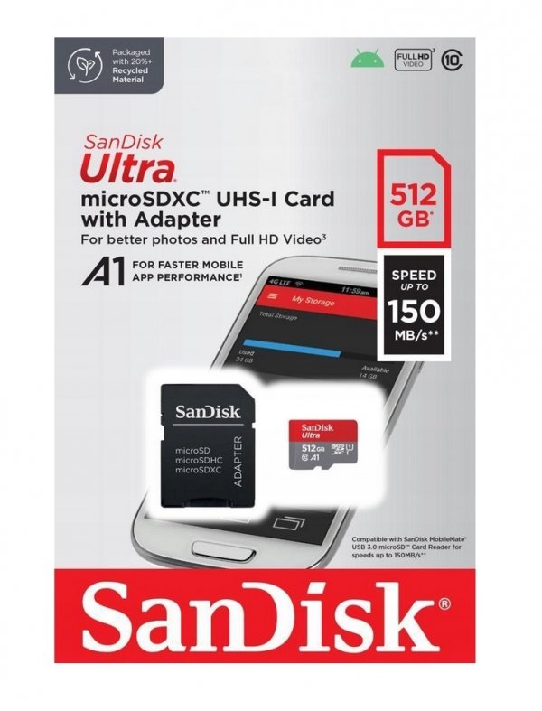 Karta microSDXC 512GB 150MB/s SanDisk Ultra