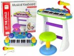 Organy Keyboard + Krzesełko + Mikrofon Niebieski