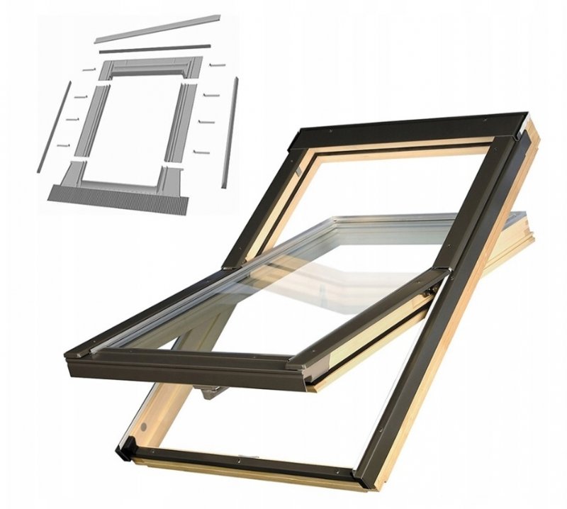 OKNO DACHOWE KRONMAT OPTILIGHT 78x140 B Z KOŁNIERZEM DO POKRYĆ PŁASKICH