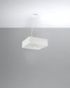 Żyrandol LOKKO 45 biały kwadratowy abażur tkanina, szkło, stal nowoczesna lampa wisząca sufitowa E27 LED SOLLUX LIGHTING
