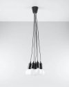 Lampa wisząca DIEGO 5 czarna PVC minimalistyczna sufitowa na linkach E27 LED SOLLUX LIGHTNIG