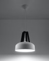 Lampa wisząca CASCO biała/czarne drewno nowoczesny zwis stal sufitowy E27 LED SOLLUX LIGHTING