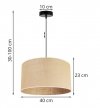 Lampa wisząca, okrągły abażur juta 40 cm, metalowa okrągła podsufitka, kremowe obszycie, E27 LIGHT HOME