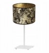 Lampa stołowa z materiałowym abażurem 20 cm, kolor złoty z czarnym wzorem, stelaż metalowy, E27 LIGHT HOME
