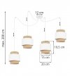 Lampa wisząca BOHO, 4 abażury z juty, spider, regulacja wysokości, biała konstrukcja, metal LIGHT HOME