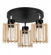 Lampa sufitowa TIMBER, podsufitka, 3 drewniane klosze, metalowa konstrukcja, regulacja LIGHT HOME