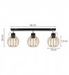 Regulowana lampa sufitowa TIMBER, 3 drewniane klosze, metalowa konstrukcja, listwa LIGHT HOME