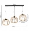 Lampa wisząca z szeroką listwą 60 cm, 3 okrągłe ażurowe klosze z drewna 24,5 cm, E27 LIGHT HOME