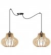 Lampa wisząca typu pająk, 2 drewniane klosze ażurowe o oryginalnym kształcie 23 cm, okrągła podsufitka, E27 LIGHT HOME