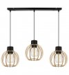 Regulowana lampa wisząca, prostokątna podsufitka, 3 klosze okrągłe z drewnianych lameli, 16 cm, E27 LIGHT HOME