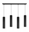 Lampa wisząca na szerokiej prostokątnej listwie 66 cm, 4 czarne podłużne wąskie klosze metalowe tuba 6 cm, GU10 LIGHT HOME