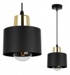 Lampa wisząca zwis, metalowy czarny klosz 12 cm ze złotym wykończeniem, podsufitka 8 cm, E27 LIGHT HOME