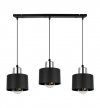 Lampa wisząca na szerokiej listwie 60 cm, 3 klosze czarne metalowe 12 cm ze srebrnym, chromowanym wykończeniem, E27 LIGHT HOME