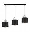 Lampa wisząca na szerokiej listwie 60 cm, 3 klosze czarne metalowe 12 cm ze srebrnym, chromowanym wykończeniem, E27 LIGHT HOME