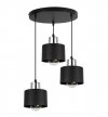 Lampa wisząca z okrągłą podsufitką, 3 czarne, metalowe klosze 12 cm ze srebrnym wykończeniem, E27 LIGHT HOME