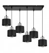 Lampa wisząca z prostokątną podsufitką 60 cm, 6 metalowych, czarnych kloszy 12 cm ze srebrnym wykończeniem, E27 LIGHT HOME