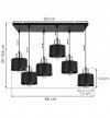 Lampa wisząca z prostokątną podsufitką 60 cm, 6 metalowych, czarnych kloszy 12 cm ze srebrnym wykończeniem, E27 LIGHT HOME